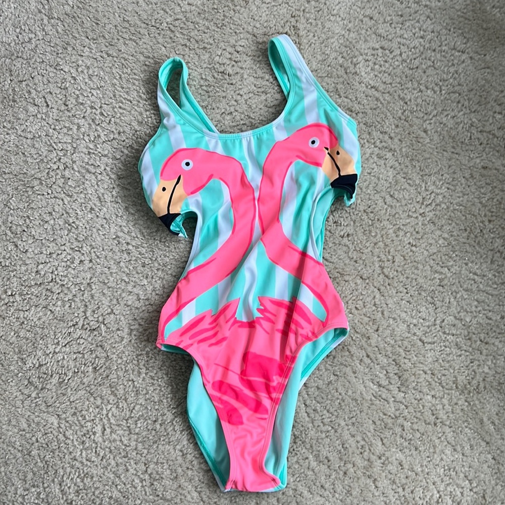 Flamingo Cut Out One Piece Swimsuit - S